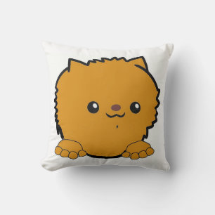 pomeranian peeking orange throw pillow