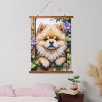 Pomeranian Peeking Through a Wooden Gate