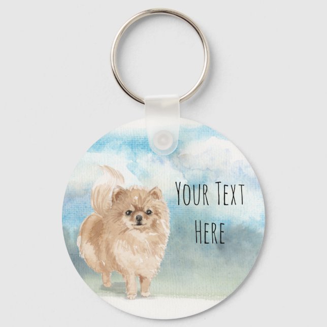 Pomeranian Personalised Keyring (Front)