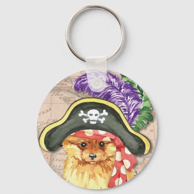 Pomeranian Pirate Keychain (Front)