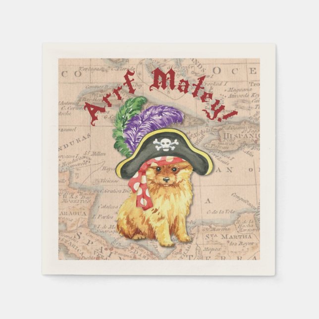 Pomeranian Pirate Napkin (Front)