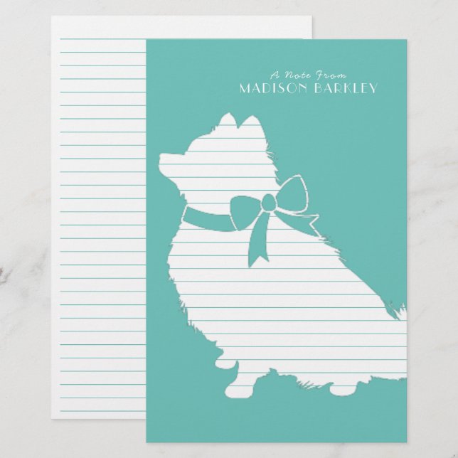 Pomeranian Pom Dog Puppy Stationery (Front/Back)