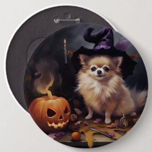 Pomeranian Pumpkins Halloween Scary 6 Inch Round Button