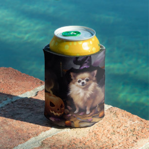 Pomeranian Pumpkins Halloween Scary  Can Cooler