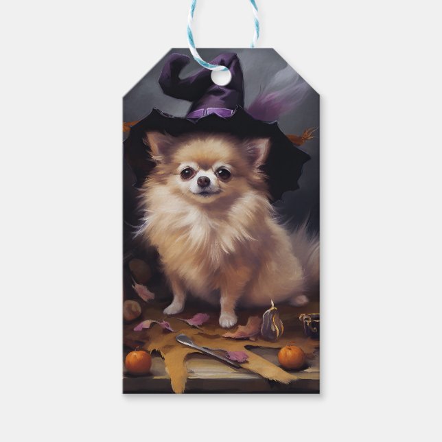 Pomeranian Pumpkins Halloween Scary  Gift Tags (Front)