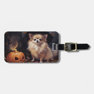 Pomeranian Pumpkins Halloween Scary  Luggage Tag