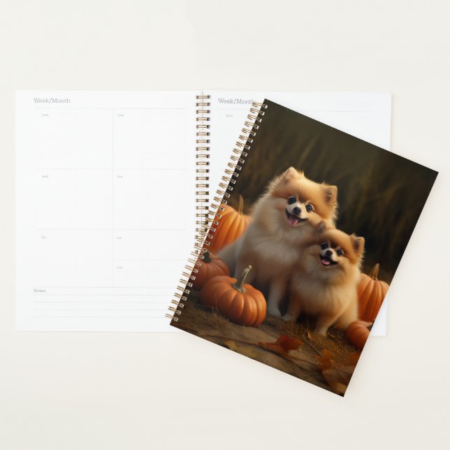 Pomeranian Puppy Autumn Delight Pumpkin Planner (Display)