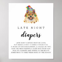 Pomeranian Puppy Dog Baby Shower Late Night Diaper