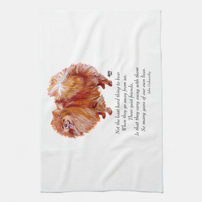 Pomeranian Rainbow Bridge Kitchen Towel (Vertical)