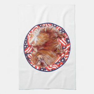 Pomeranian Red White & Blue Kitchen Towel