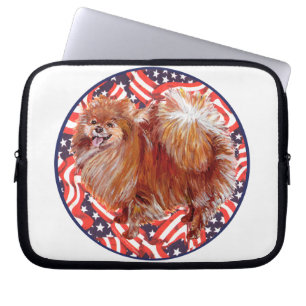 Pomeranian Red White & Blue Laptop Sleeve