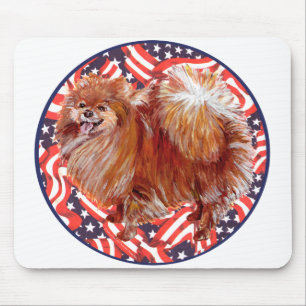 Pomeranian Red White & Blue Mouse Pad