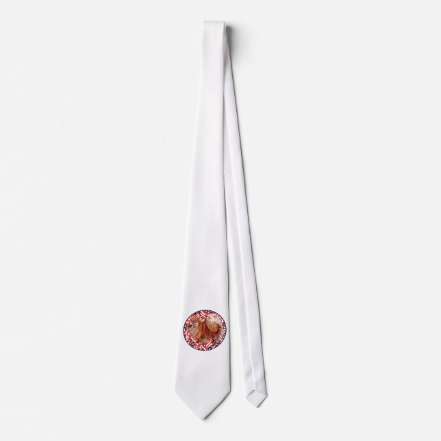 Pomeranian Red White & Blue Tie (Front)