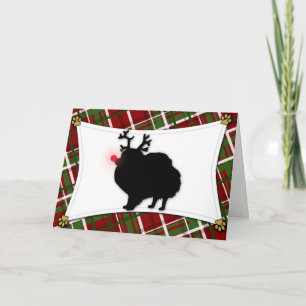 Pomeranian Reindeer Christmas Card