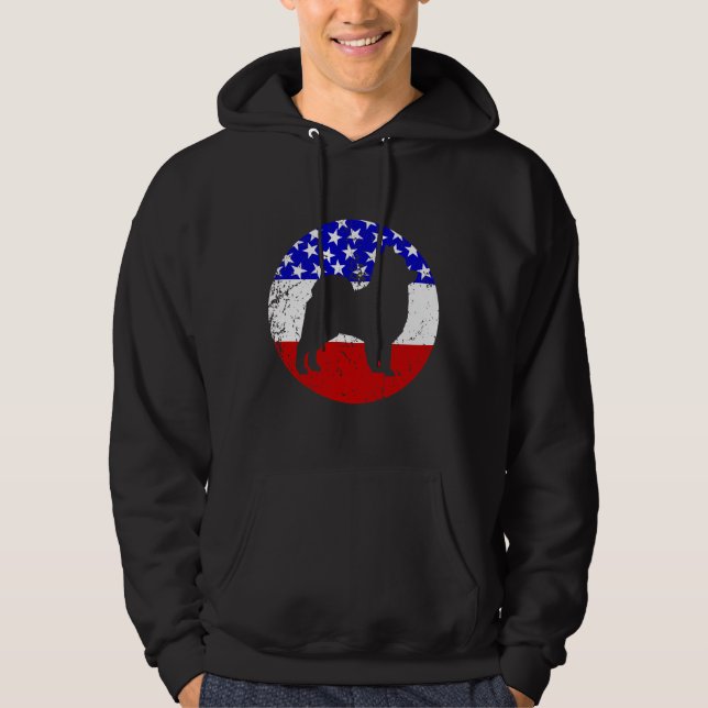 Pomeranian Retro  Dog American Flag Hoodie (Front)