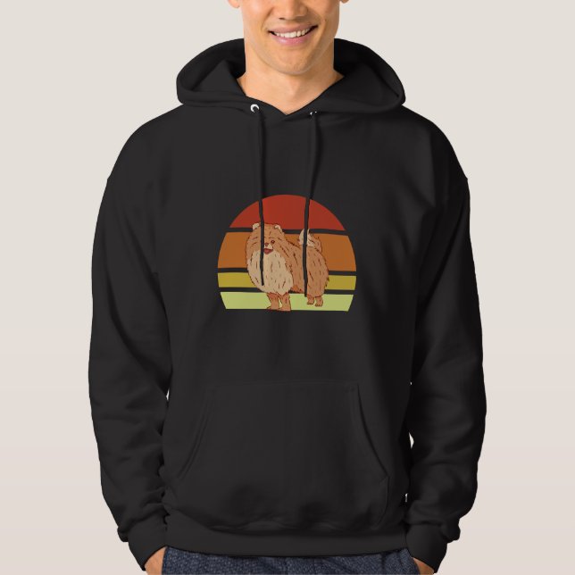 Pomeranian Retro Sun 6 Hoodie (Front)