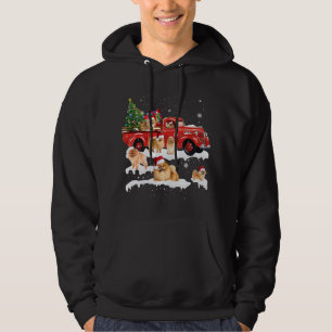 Pomeranian Riding Red Truck Merry Christmas X-mas  Hoodie