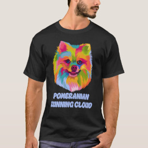 Pomeranian Running Cloud Dog Humour Pets Pom Pom T-Shirt