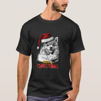 Pomeranian Santa Claus Hat Merry Christmas Dog X M T-Shirt