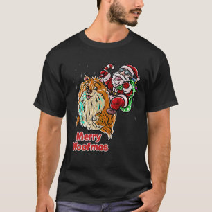 Pomeranian Santa Claus Hat Merry Christmas Dog X M T-Shirt