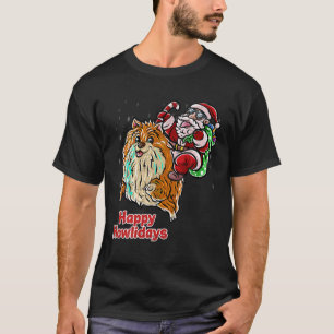 Pomeranian Santa Claus Hat Merry Christmas Dog X M T-Shirt