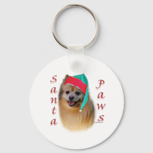 Pomeranian Santa Paws Keychain