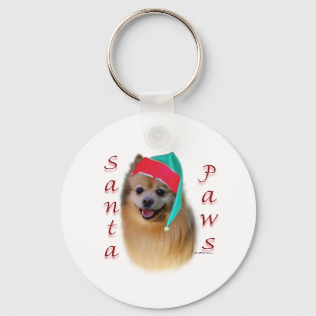 Pomeranian Santa Paws Keychain (Front)