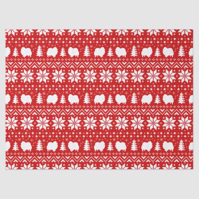 Pomeranian Silhouettes Christmas Pattern Tissue Paper (Front)