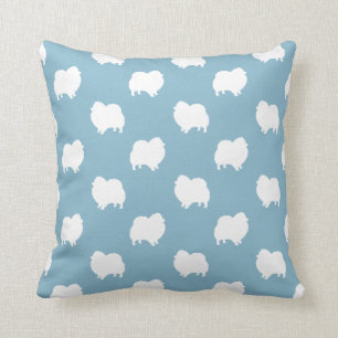 Pomeranian Silhouettes Pattern Throw Pillow