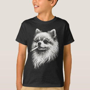 Pomeranian Smoking Meme Dog Illustration T-Shirt