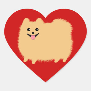 Pomeranian - Super Cute Pommy on Red Heart Sticker