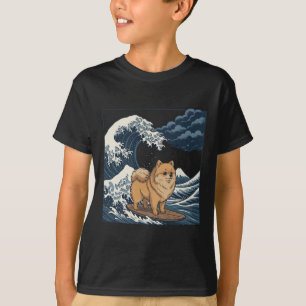 Pomeranian Surfing Japanese Wave _1 T-Shirt