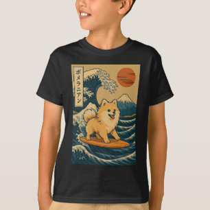 Pomeranian Surfing Japanese Wave _3 T-Shirt
