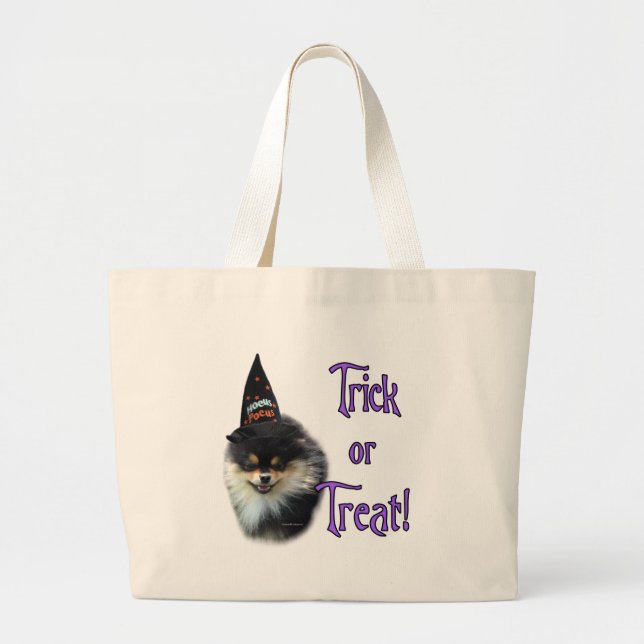 Pomeranian Trick Large Tote Bag (Front)