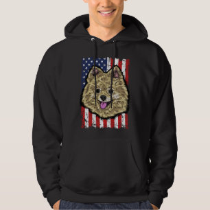 Pomeranian Usa Flag Hoodie