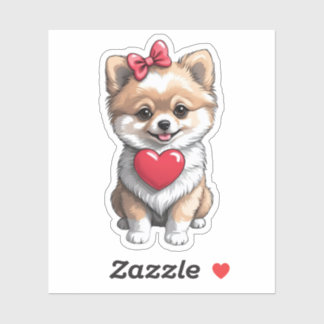 Pomeranian Valentine Heart 3 x 3