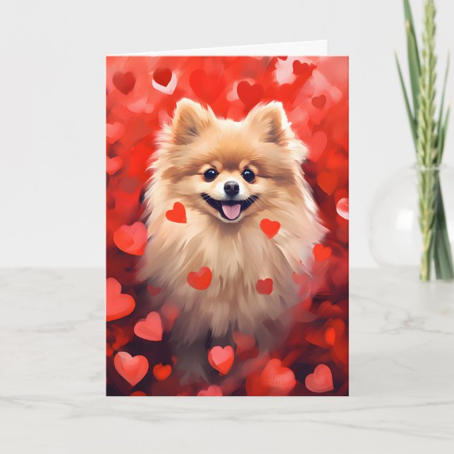 Pomeranian Valentines day Card (Front)