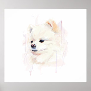 Pomeranian Wall Art Poster, Watercolor Painting