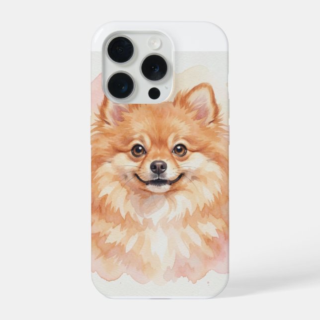 Pomeranian Watercolour Portrait iPhone Case (Back)