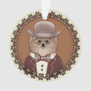 Pomeranian wearing glasses Ornament