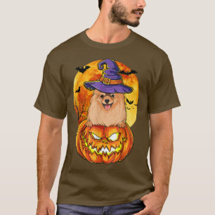 Pomeranian Witch Pumpkin Halloween Dog Lover Funny T-Shirt