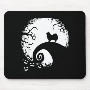 Pomeranian with Moon Halloween Mouse Pad