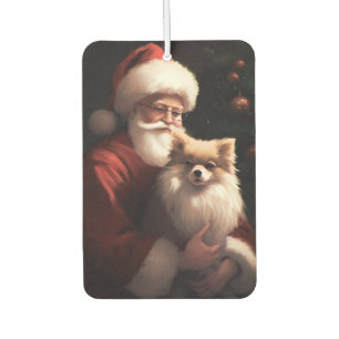 Pomeranian With Santa Claus Festive Christmas  Air Freshener