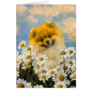 Poméranien dans Daisies Peinture - Art Chien origi
