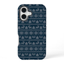 Pomme de Noël bleu iPhone 16 coque