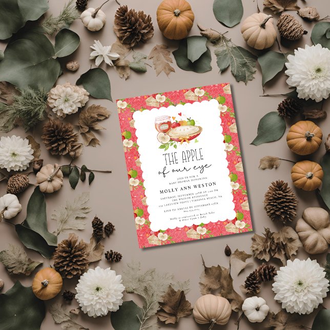 Pomme de notre Baby shower oculaire Invitation (Apple of our Eye Baby Shower Postcard Invitation)