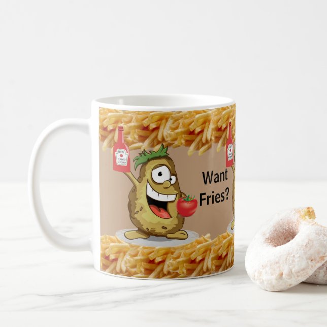 Pomme de terre beige, Fries françaises, Mug Ketchu (Avec donut)