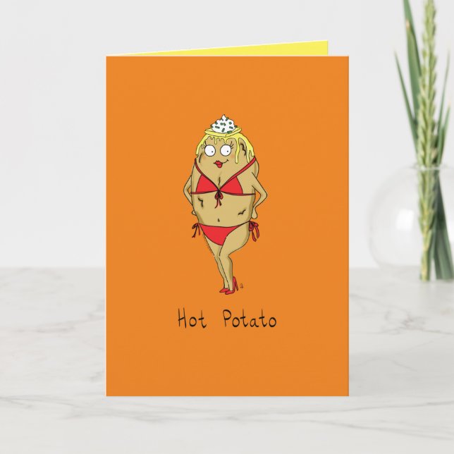 Pomme de terre chaude - Pin-Up Girl Pun Carte de v (Devant)