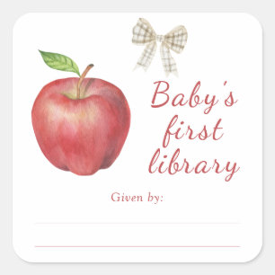 Pomme - Étiquette de livre pour Baby Shower, livre