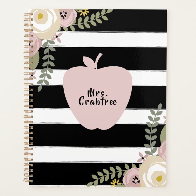 Pomme florale poussiéreuse Noir + Blancs Enseignan (Devant)